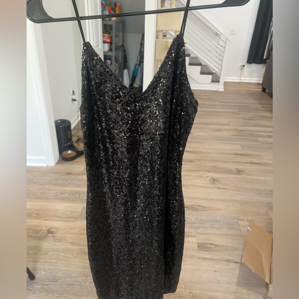 Women’s Black Sequin Mini Bodycon Dress
